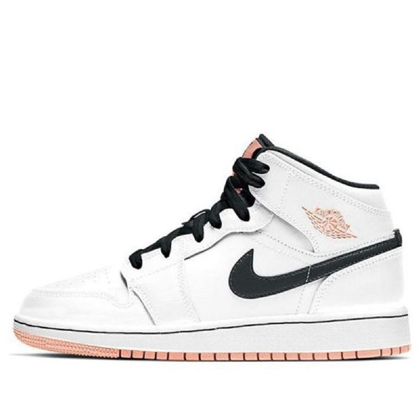 Nike Air Jordan 1 Mid Tops Gs Basketsko Herre Hvite Oransje