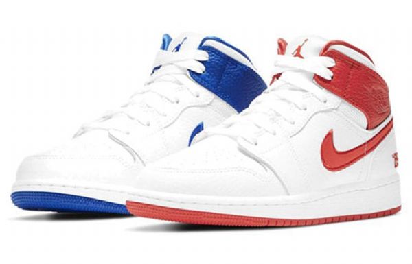 Nike Air Jordan 1 Mid Tops Gs Basketsko Herre Hvite Rød