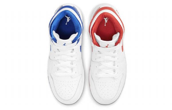 Nike Air Jordan 1 Mid Tops Gs Basketsko Herre Hvite Rød