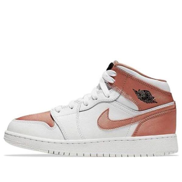 Nike Air Jordan 1 Mid Tops Gs Basketsko Herre Hvite Rosa Gull