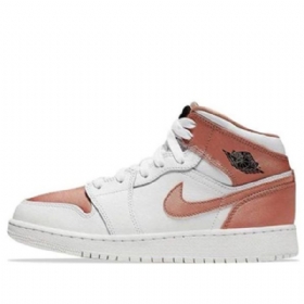 Nike Air Jordan 1 Mid Tops Gs Basketsko Herre Hvite Rosa Gull