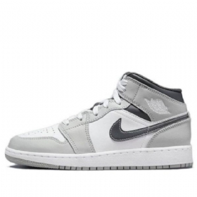 Nike Air Jordan 1 Mid Tops Gs Basketsko Herre Lyse Grå