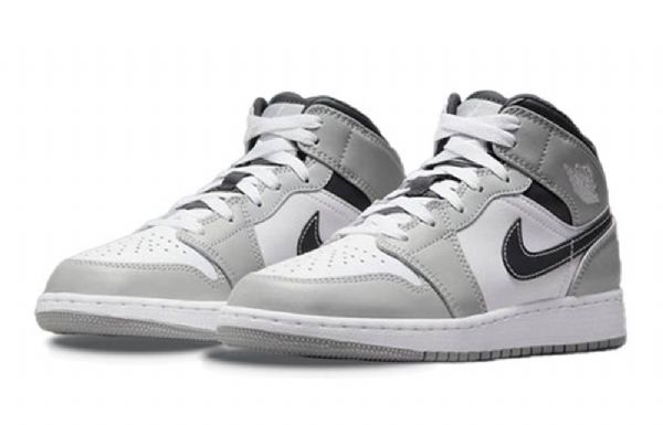 Nike Air Jordan 1 Mid Tops Gs Basketsko Herre Lyse Grå