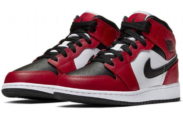 Nike Air Jordan 1 Mid Tops Gs Basketsko Herre Svarte
