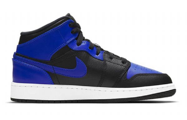 Nike Air Jordan 1 Mid Tops Gs Basketsko Herre Svarte Blå