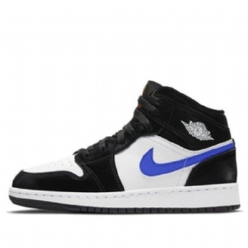 Nike Air Jordan 1 Mid Tops Gs Basketsko Herre Svarte Blå