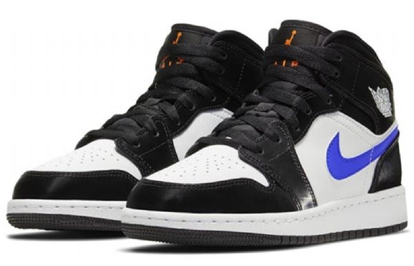 Nike Air Jordan 1 Mid Tops Gs Basketsko Herre Svarte Blå