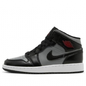 Nike Air Jordan 1 Mid Tops Gs Basketsko Herre Svarte Grå