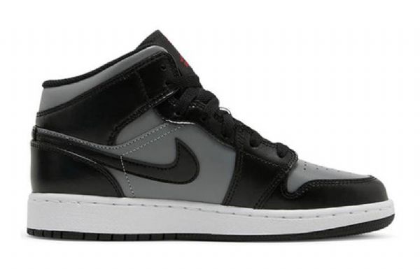 Nike Air Jordan 1 Mid Tops Gs Basketsko Herre Svarte Grå