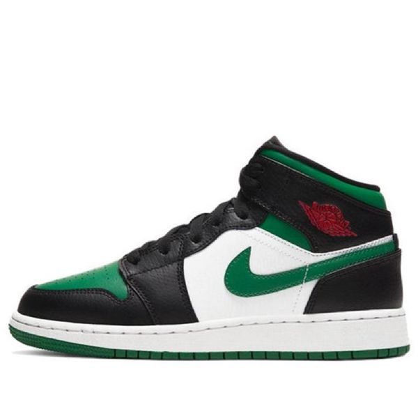 Nike Air Jordan 1 Mid Tops Gs Basketsko Herre Svarte Grønn