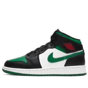 Nike Air Jordan 1 Mid Tops Gs Basketsko Herre Svarte Grønn