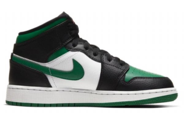 Nike Air Jordan 1 Mid Tops Gs Basketsko Herre Svarte Grønn