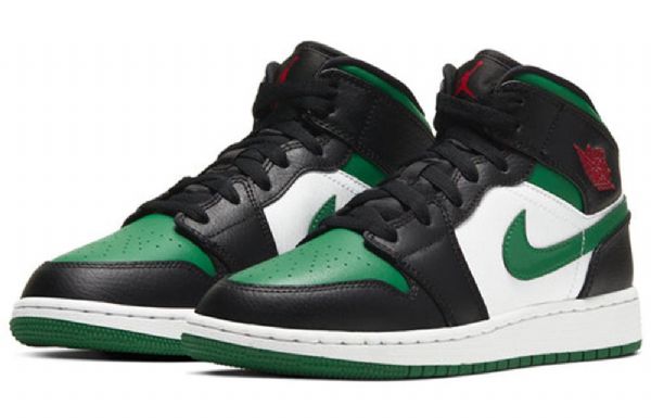 Nike Air Jordan 1 Mid Tops Gs Basketsko Herre Svarte Grønn