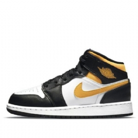 Nike Air Jordan 1 Mid Tops Gs Basketsko Herre Svarte Gull