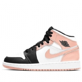 Nike Air Jordan 1 Mid Tops Gs Basketsko Herre Svarte Korall