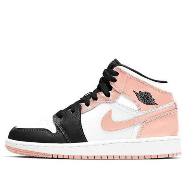 Nike Air Jordan 1 Mid Tops Gs Basketsko Herre Svarte Korall