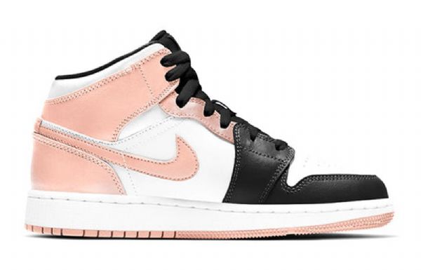 Nike Air Jordan 1 Mid Tops Gs Basketsko Herre Svarte Korall