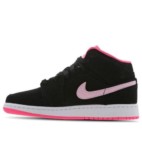Nike Air Jordan 1 Mid Tops Gs Basketsko Herre Svarte Rosa