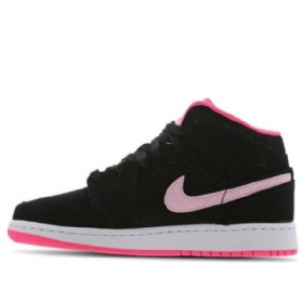 Nike Air Jordan 1 Mid Tops Gs Basketsko Herre Svarte Rosa
