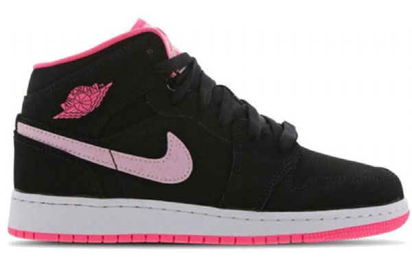 Nike Air Jordan 1 Mid Tops Gs Basketsko Herre Svarte Rosa