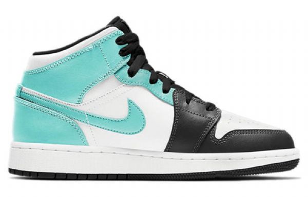Nike Air Jordan 1 Mid Tops Gs Basketsko Herre Svarte Turkis