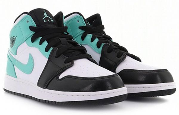 Nike Air Jordan 1 Mid Tops Gs Basketsko Herre Svarte Turkis
