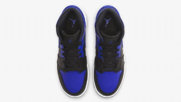 Nike Air Jordan 1 Mid Tops Gs Hyper Royal Sko Dame Svarte Blå
