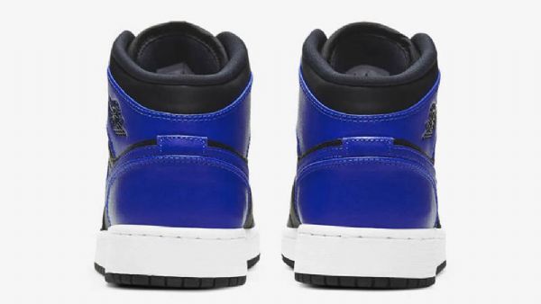 Nike Air Jordan 1 Mid Tops Gs Hyper Royal Sko Dame Svarte Blå