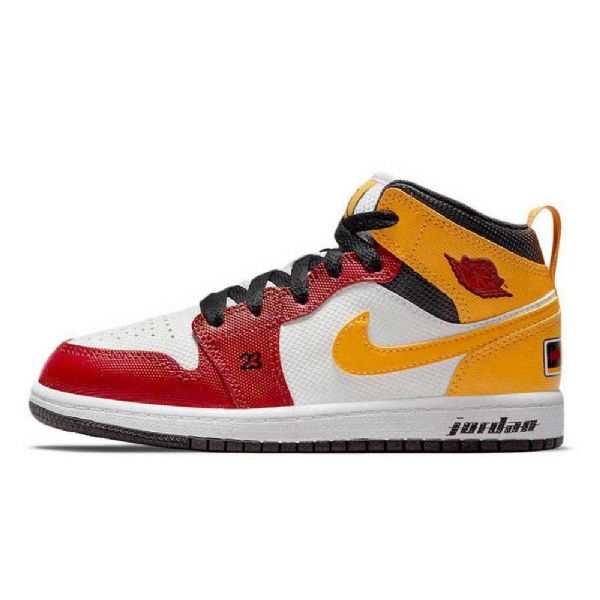 Nike Air Jordan 1 Mid Tops Gs Motorsport Sko Dame Rød Hvite Gul