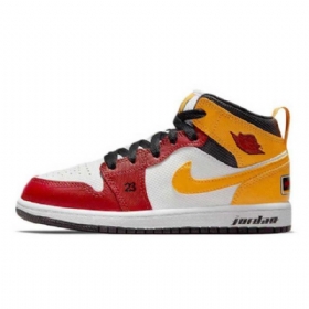 Nike Air Jordan 1 Mid Tops Gs Motorsport Sko Dame Rød Hvite Gul