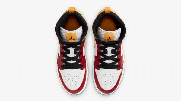 Nike Air Jordan 1 Mid Tops Gs Motorsport Sko Dame Rød Hvite Gul