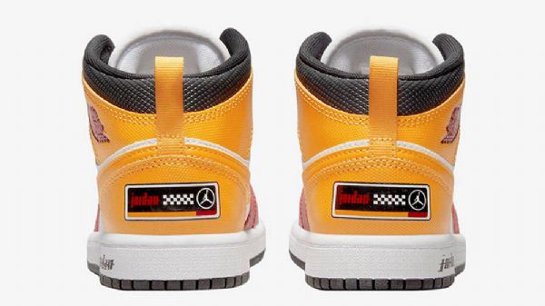 Nike Air Jordan 1 Mid Tops Gs Motorsport Sko Dame Rød Hvite Gul