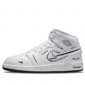 Nike Air Jordan 1 Mid Tops Gs Retro Basketball Shoes Herre Hvite