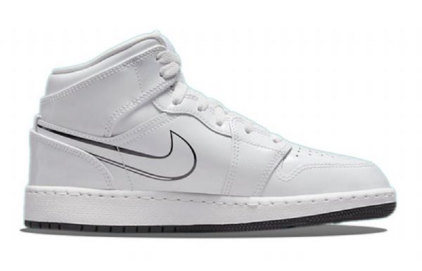 Nike Air Jordan 1 Mid Tops Gs Retro Basketball Shoes Herre Hvite