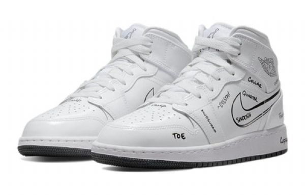 Nike Air Jordan 1 Mid Tops Gs Retro Basketball Shoes Herre Hvite