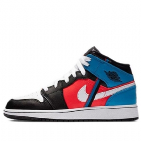 Nike Air Jordan 1 Mid Tops Gs Retro Basketball Shoes Herre Svarte Hvite Blå