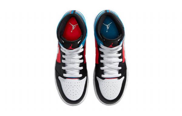Nike Air Jordan 1 Mid Tops Gs Retro Basketball Shoes Herre Svarte Hvite Blå