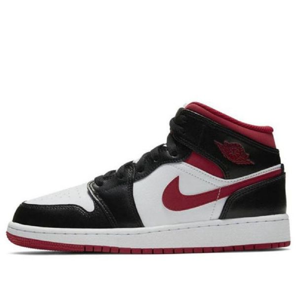 Nike Air Jordan 1 Mid Tops Gs Retro Basketball Shoes Herre Svarte Rød