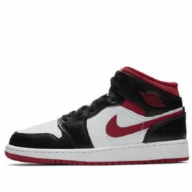 Nike Air Jordan 1 Mid Tops Gs Retro Basketball Shoes Herre Svarte Rød