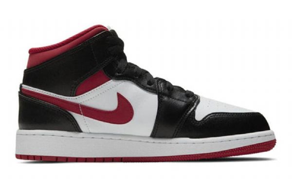 Nike Air Jordan 1 Mid Tops Gs Retro Basketball Shoes Herre Svarte Rød