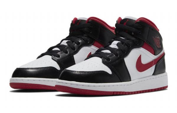 Nike Air Jordan 1 Mid Tops Gs Retro Basketball Shoes Herre Svarte Rød