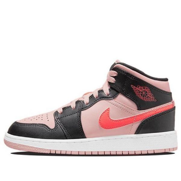 Nike Air Jordan 1 Mid Tops Gs Retro Basketball Shoes Herre Svarte Rosa