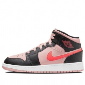 Nike Air Jordan 1 Mid Tops Gs Retro Basketball Shoes Herre Svarte Rosa