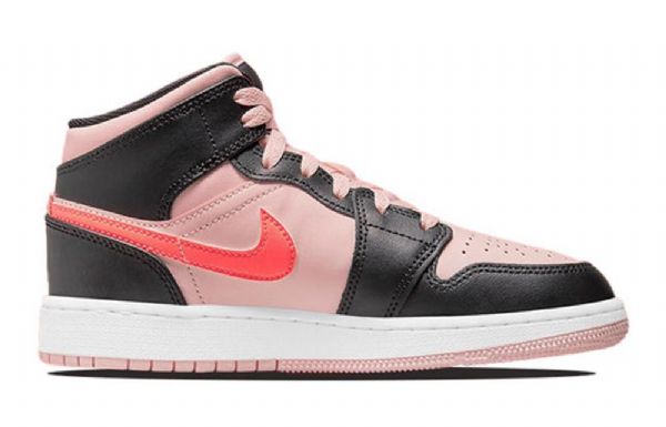 Nike Air Jordan 1 Mid Tops Gs Retro Basketball Shoes Herre Svarte Rosa