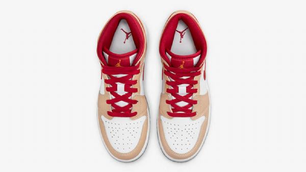 Nike Air Jordan 1 Mid Tops Gs Sko Dame Beige Rød