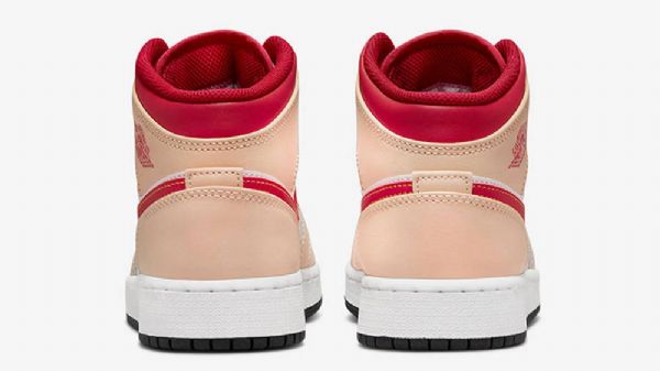 Nike Air Jordan 1 Mid Tops Gs Sko Dame Beige Rød
