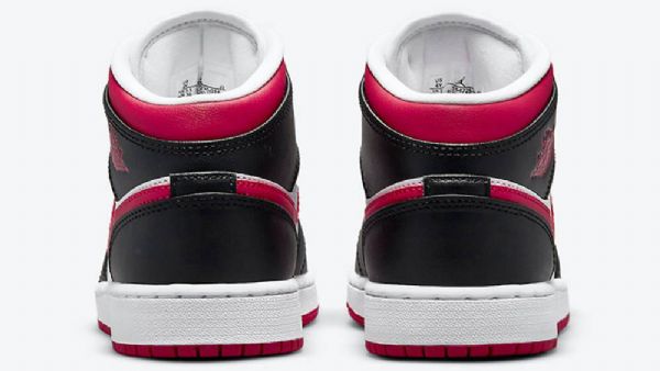 Nike Air Jordan 1 Mid Tops Gs Sko Dame Hvite Svarte Rød