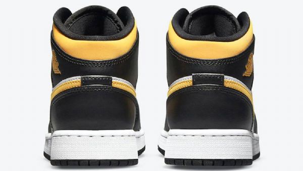 Nike Air Jordan 1 Mid Tops Gs Sko Dame Svarte Hvite Gull