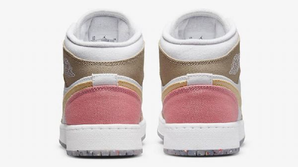 Nike Air Jordan 1 Mid Tops Gs Tan Sko Dame Rosa Brune Hvite