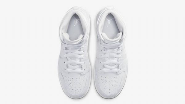 Nike Air Jordan 1 Mid Tops Gs Triple Sko Dame Hvite